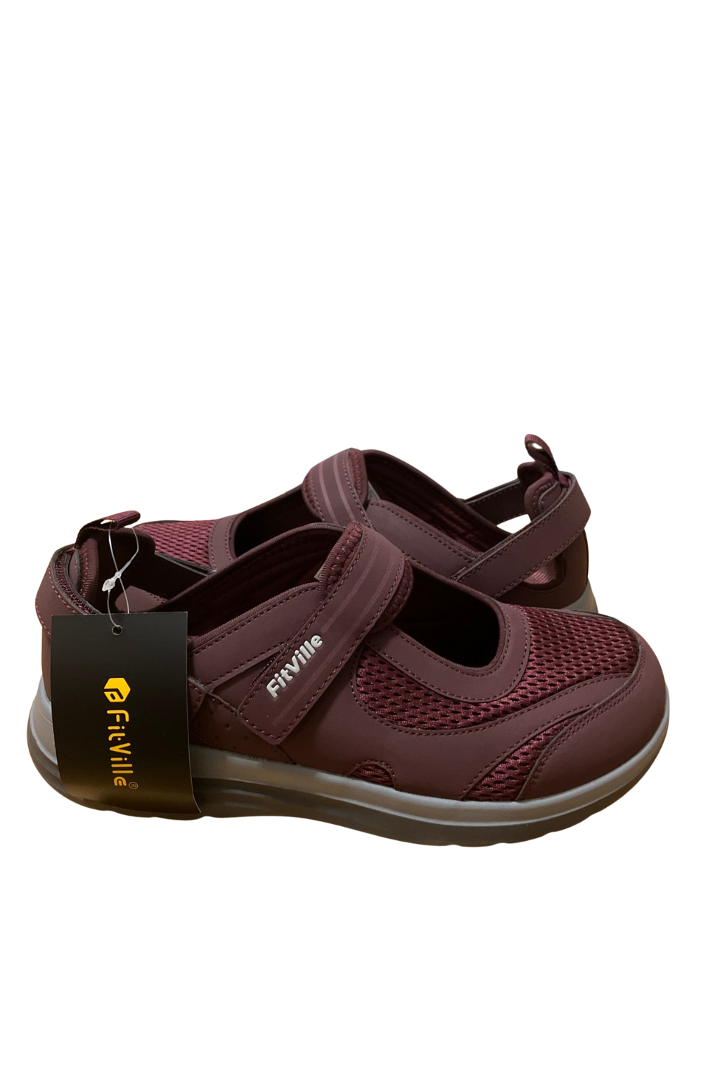 FitVille Women’s Comfort Mary Jane Walking Shoes Size 9.5W Burgundy