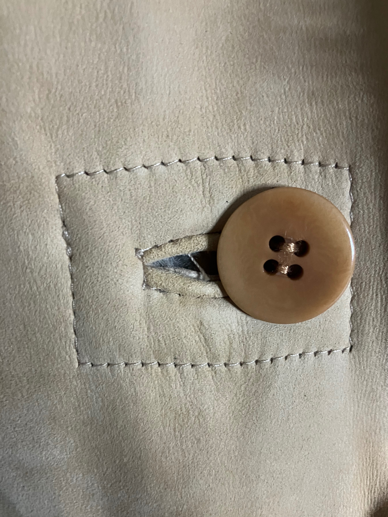 Sundance Suede Shearling Coat Beige Bohemian Button Front Size XL