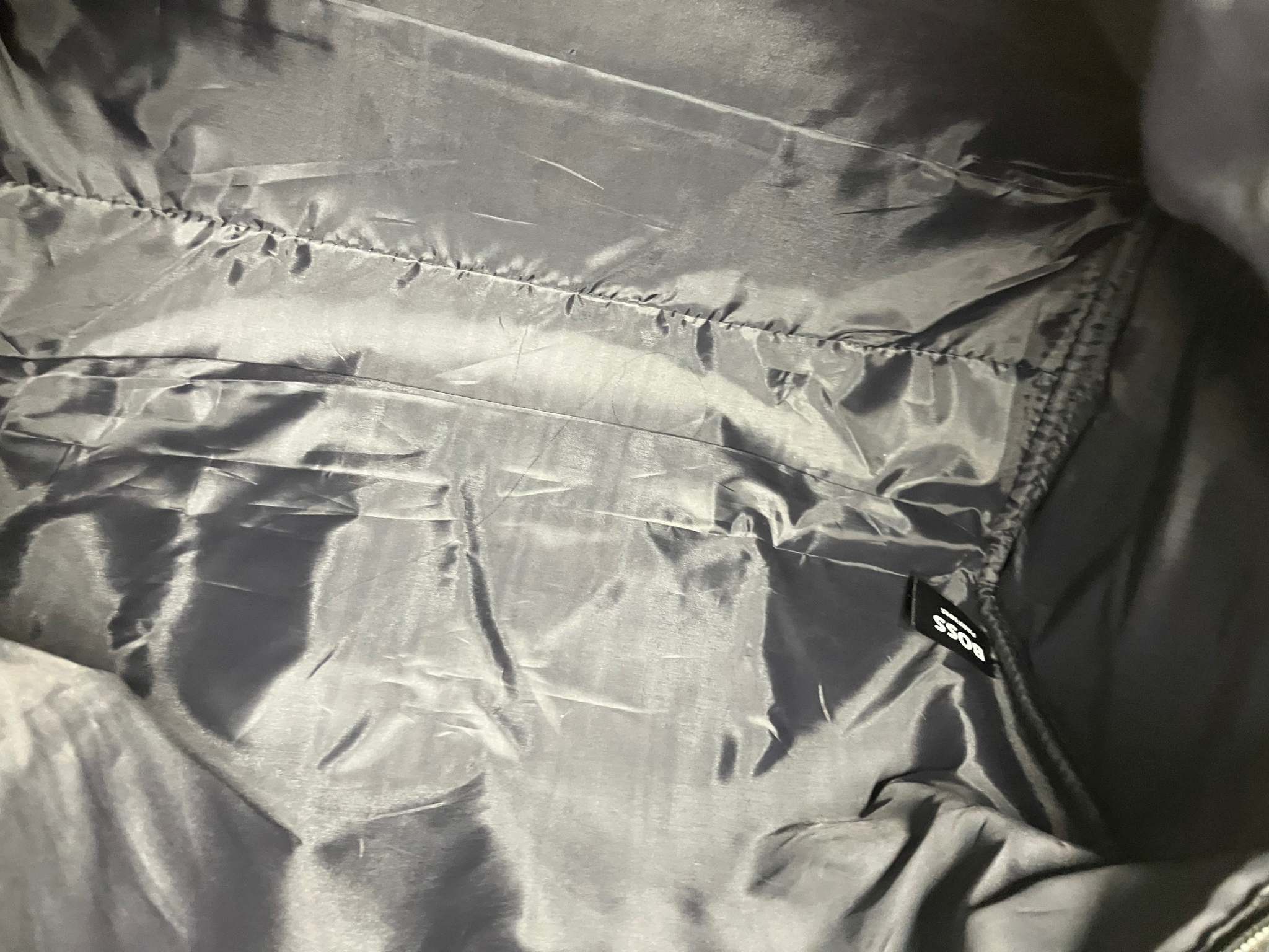 BOSS Parfums Gray Felt Duffel Bag with Striped Handles Travel Gym Bag