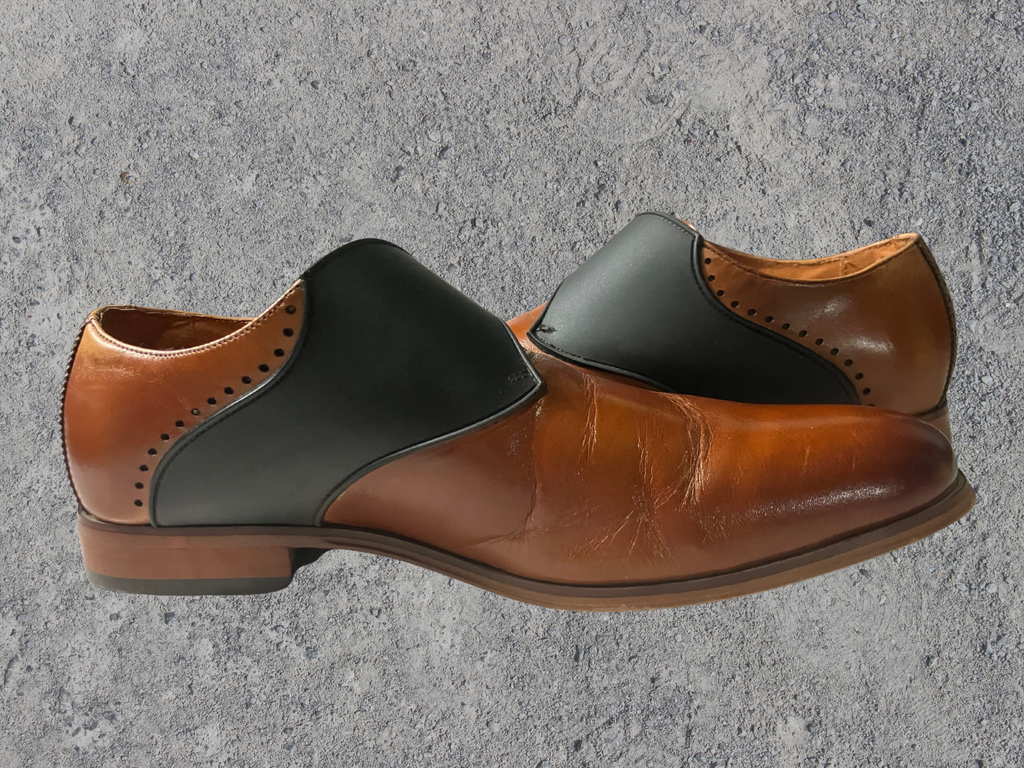 Stacy Adams — Two-Tone Monk Strap Shoes | Brogue detail · Sz 7.5