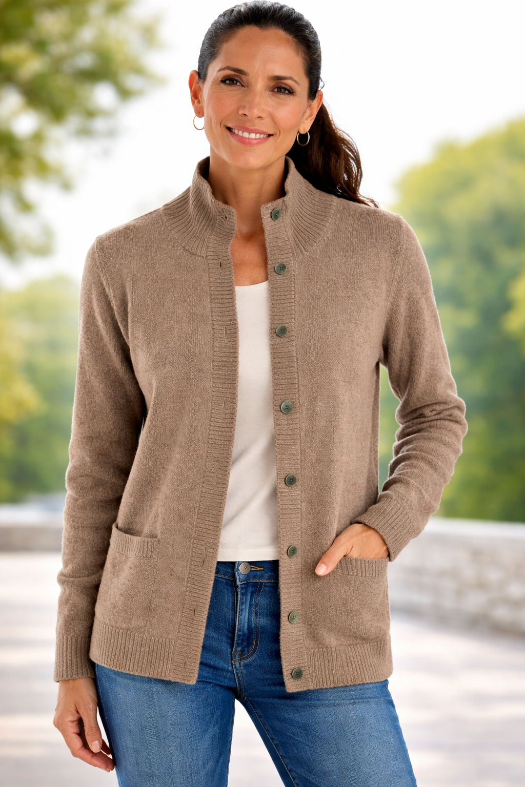 Peruvian Connection Royal Alpaca Cardigan Taupe Size XS – Button Front