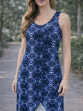 Tommy Bahama Blue Geometric Print Sleeveless Midi Dress - Size XL