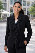 Nine West Black Ruffle Front Blazer – Women's Size 16 – Classic Tailored Jacket