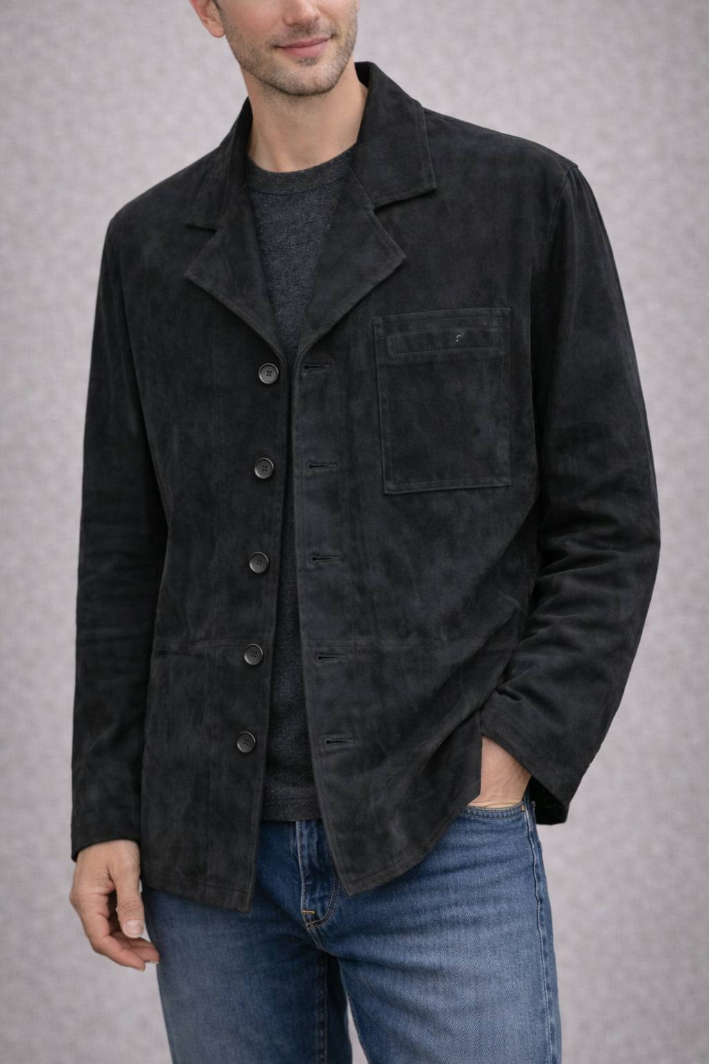 Brandon Thomas Genuine Leather Blazer Black Tailored Fit Size M