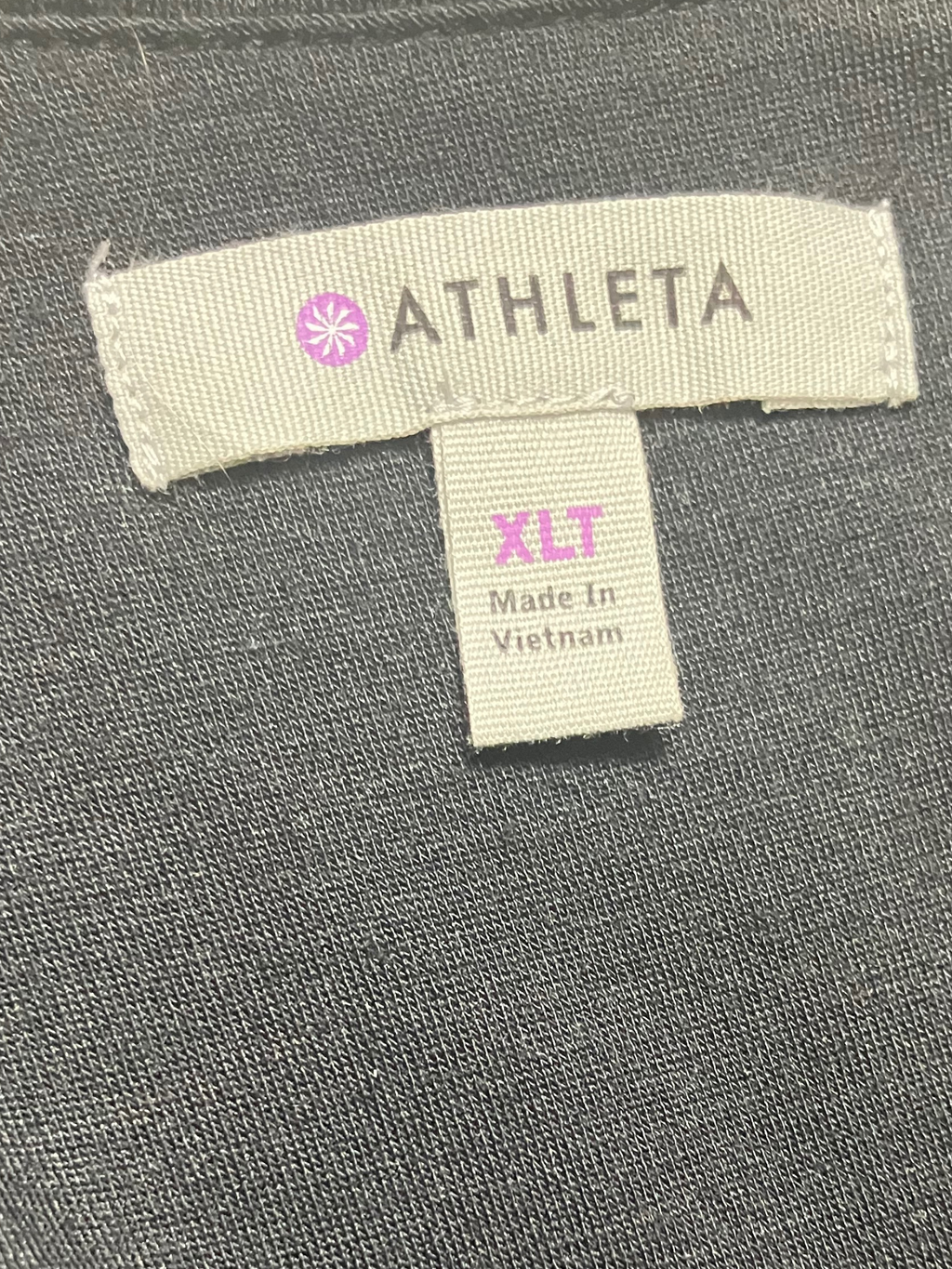 Athleta Black Long Sleeve Midi Dress Draped Neckline Ruched Skirt Size XLT