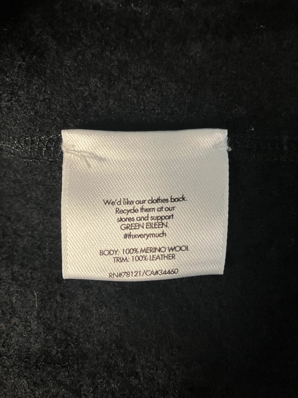 Eileen Fisher Green Eileen Merino Wool Jacket Leather Trim Size XL