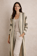 Peruvian Connection Pima Cotton Striped Long Cardigan Duster XL