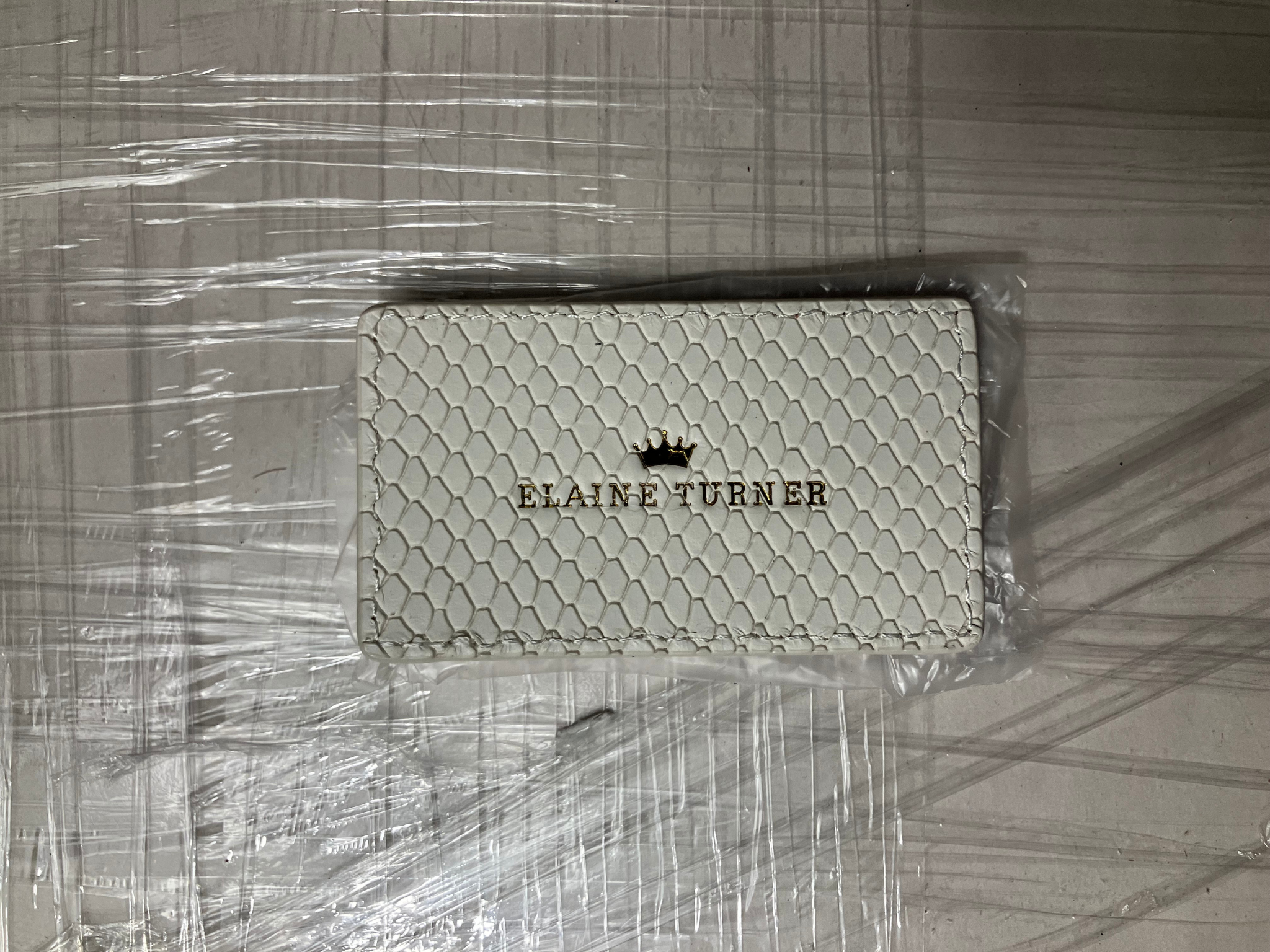 Elaine Turner White Snake-Embossed Envelope Clutch – Gold Hardware – NWT