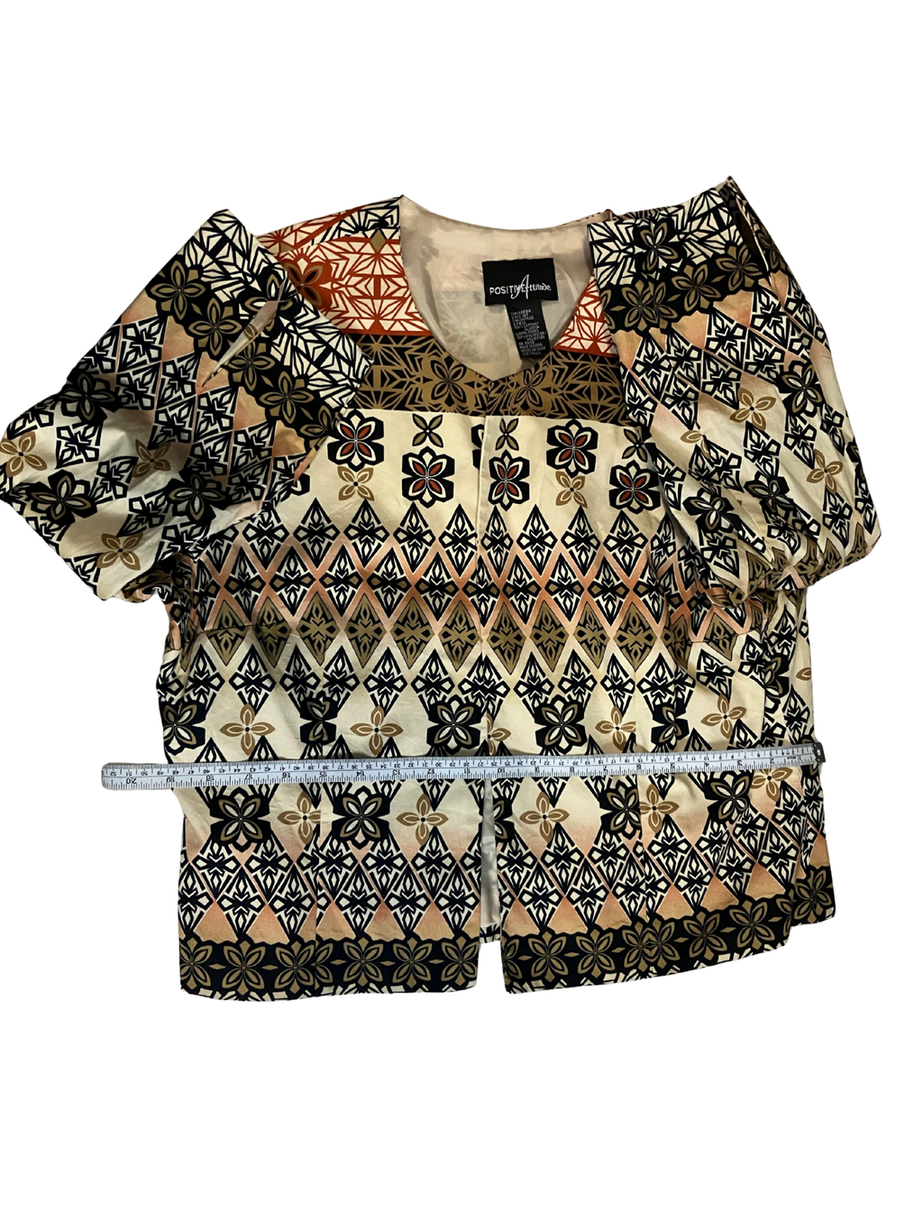 Positive Attitude Geometric Floral Print Jacket Women's L Lightweight Cotton