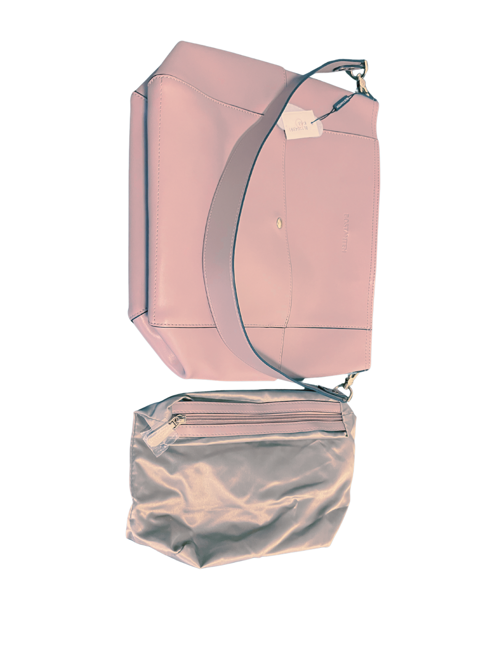 BOSTANTEN Pink Leather Shoulder Bag with Inner Pouch – Crossbody Handbag