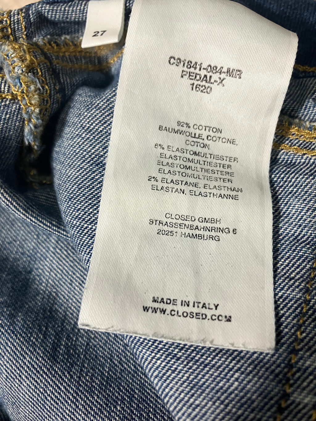 CLOSED Pedal X Italian Skinny Jeans Candiani Denim Blue Size 27