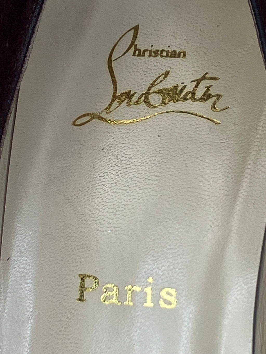 Christian Louboutin — Heels | Bordeaux suede peep-toe, Italian-made · Sz 10