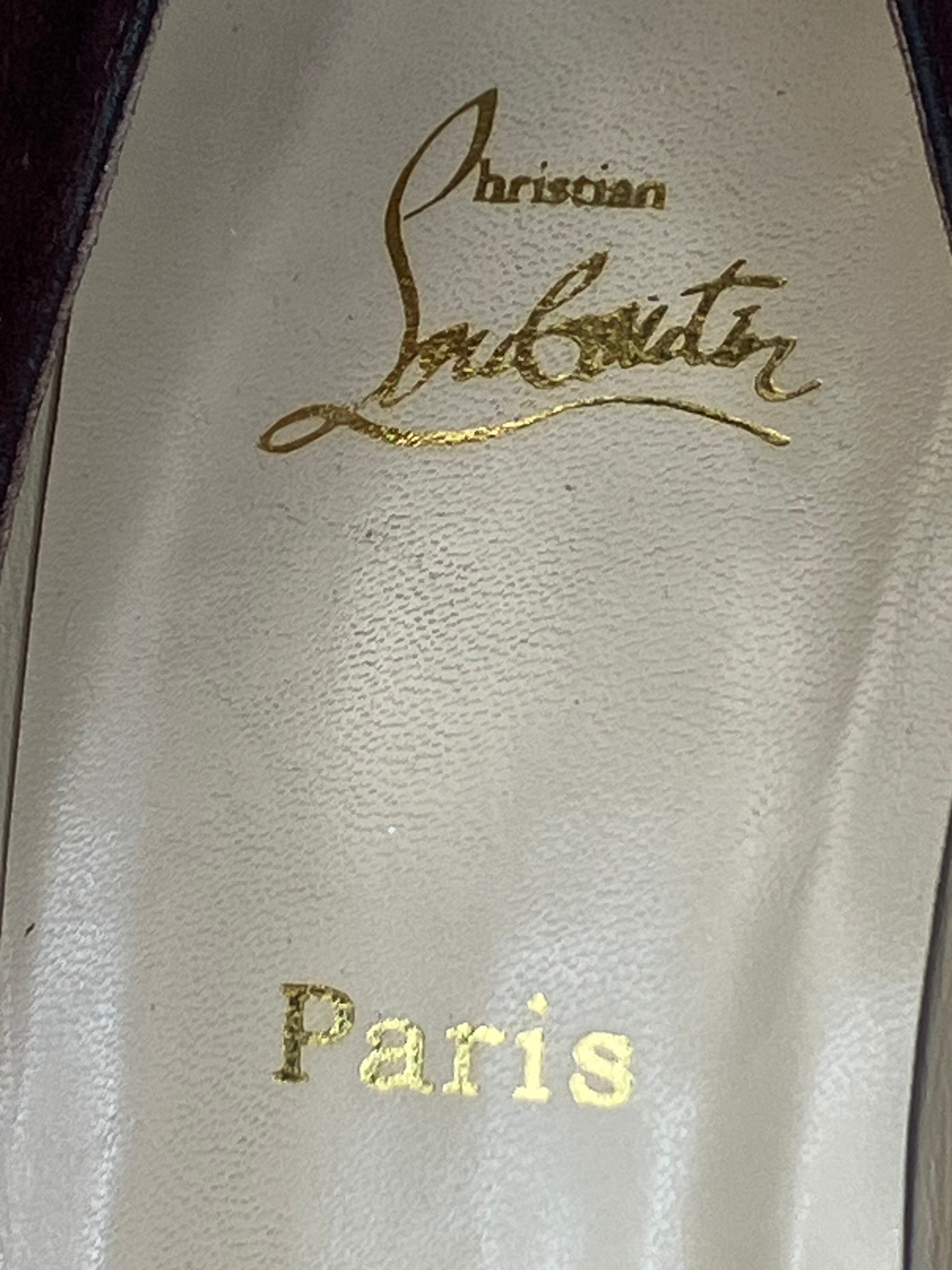 Christian Louboutin — Heels | Bordeaux suede peep-toe, Italian-made · Sz 10