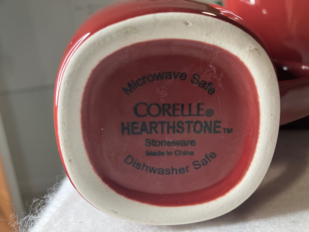 Corelle Hearthstone Red & Black Stoneware Coffee Mugs Set of 3