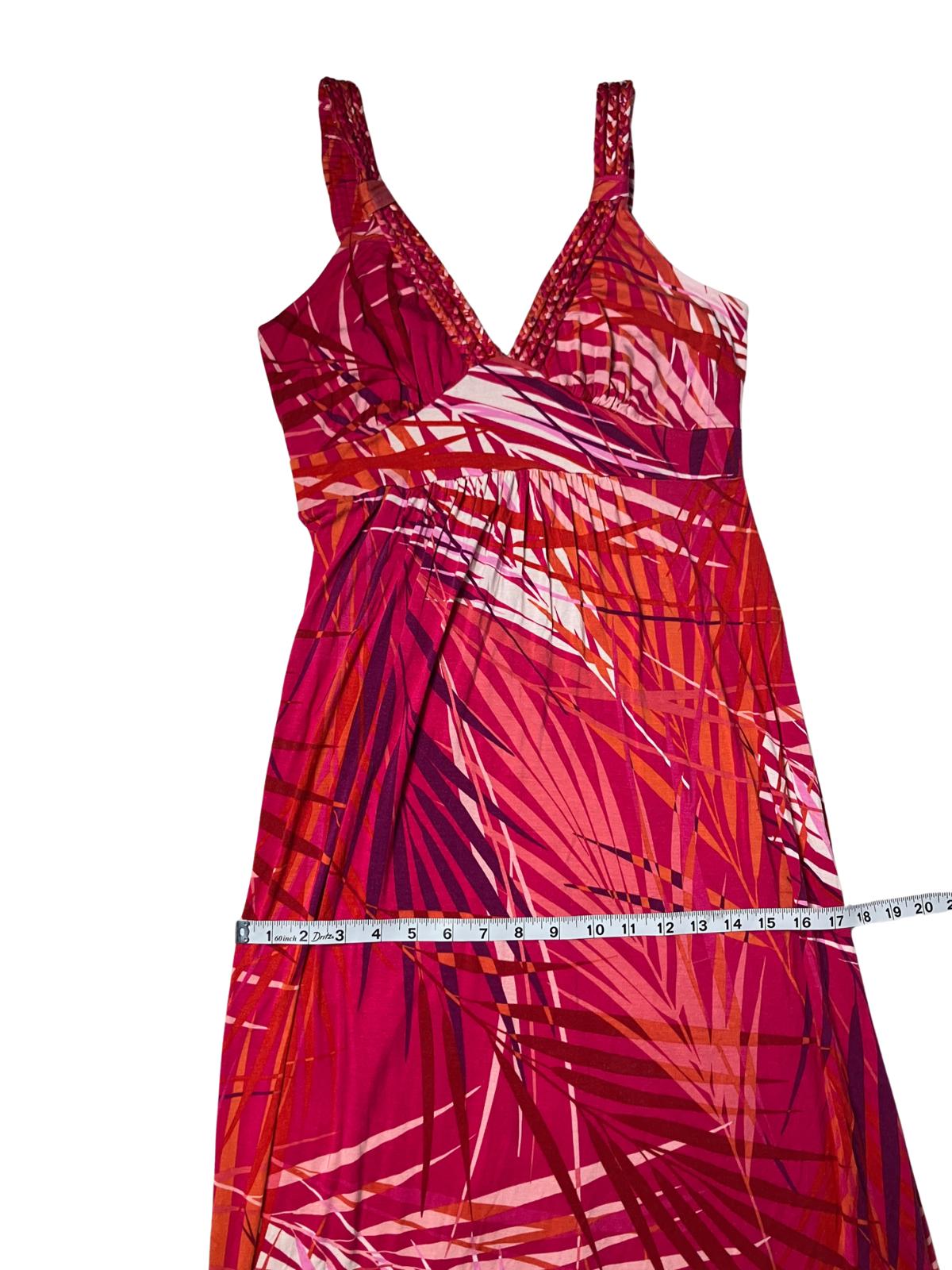 Neiman Marcus — Maxi Dress | Hot pink tropical print, empire waist · Sz M