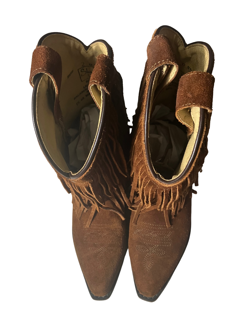 Shyanne Brown Fringe Western Boots - Size 2 Leather Cowboy Boots