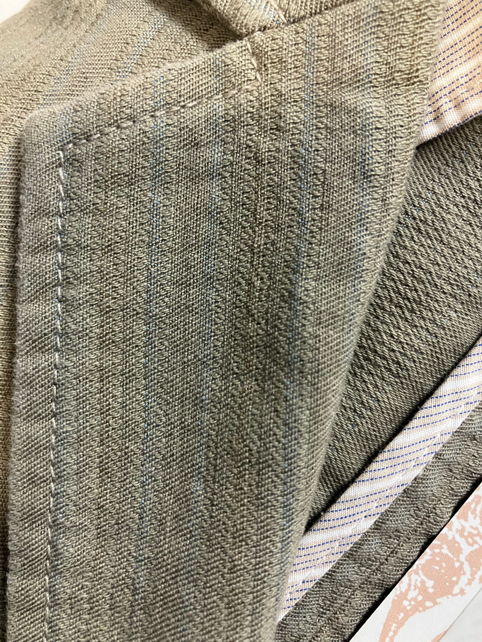 Peruvian Connection Olive Green Textured Linen Blend Blazer Size 16 NWT