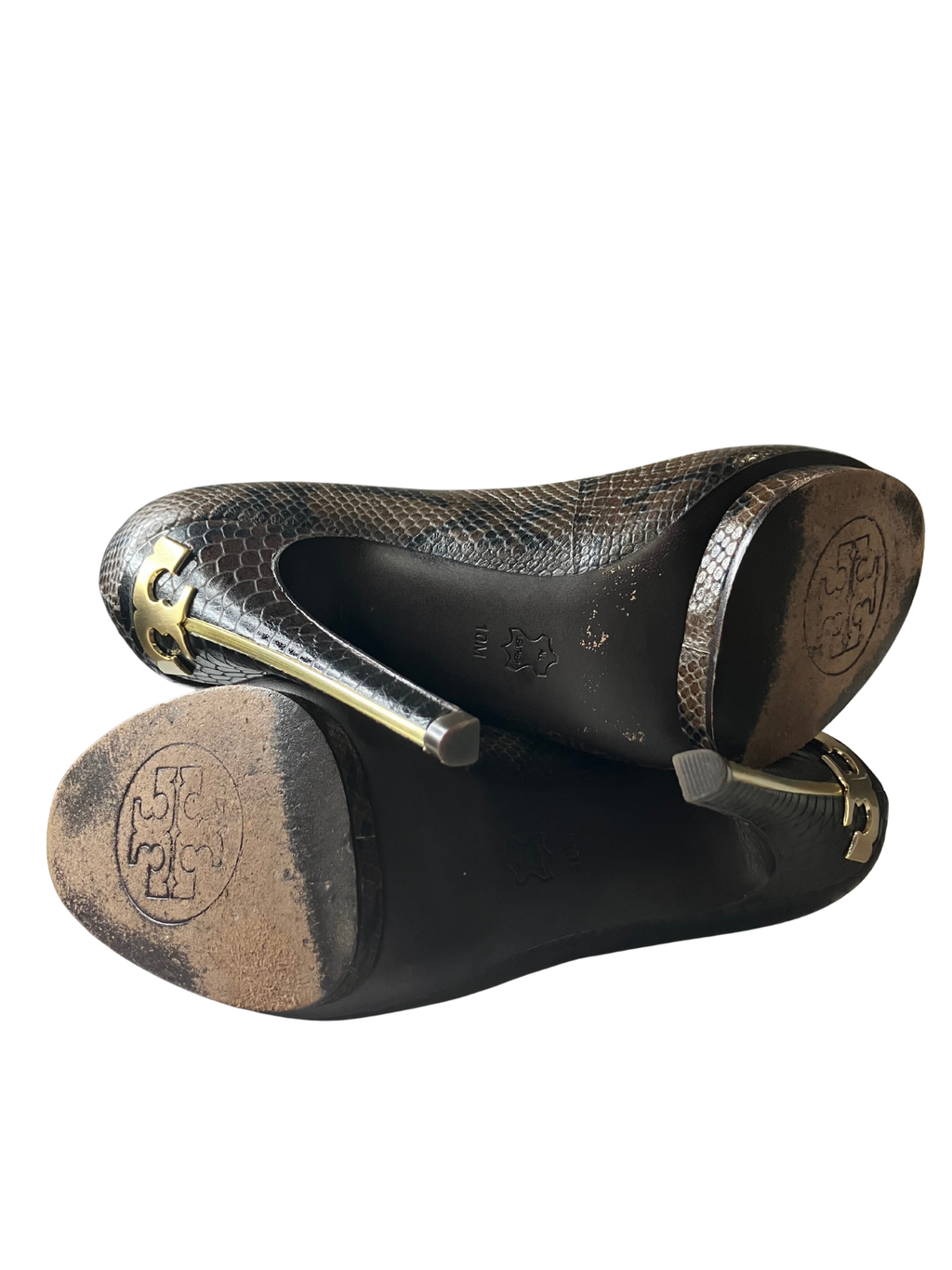 Tory Burch Snake Embossed Leather Platform Heels - Size 10.5M
