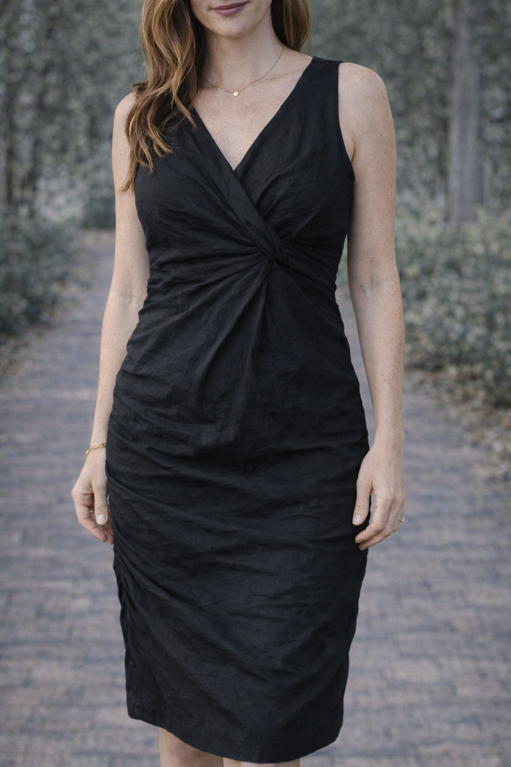 Eileen Fisher Black Sleeveless Wrap Dress Size 18 V-Neck Midi Italian Fabric