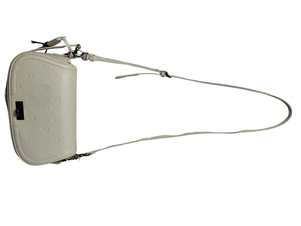 Betsey Johnson Embossed Skull Crossbody Bag - Cream