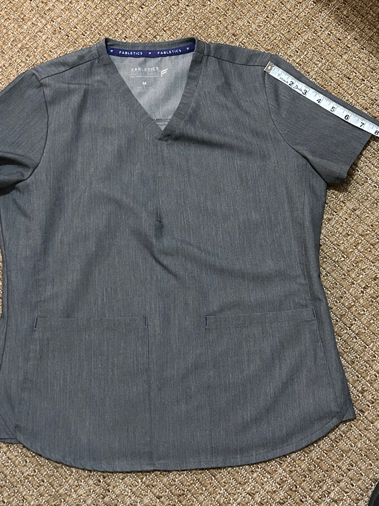 Fabletics — Blouse | Heather gray utility, scrub-style polish · Sz M