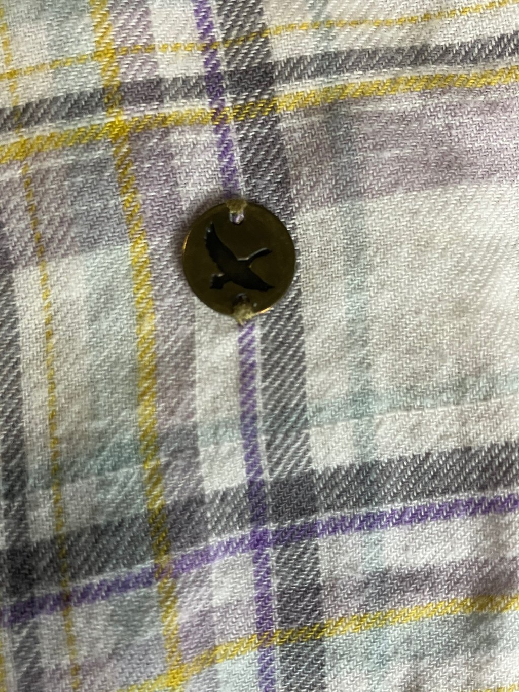 Eddie Bauer Plaid Ruffle Blouse Size L - Green Gray Cotton Roll Tab Sleeves