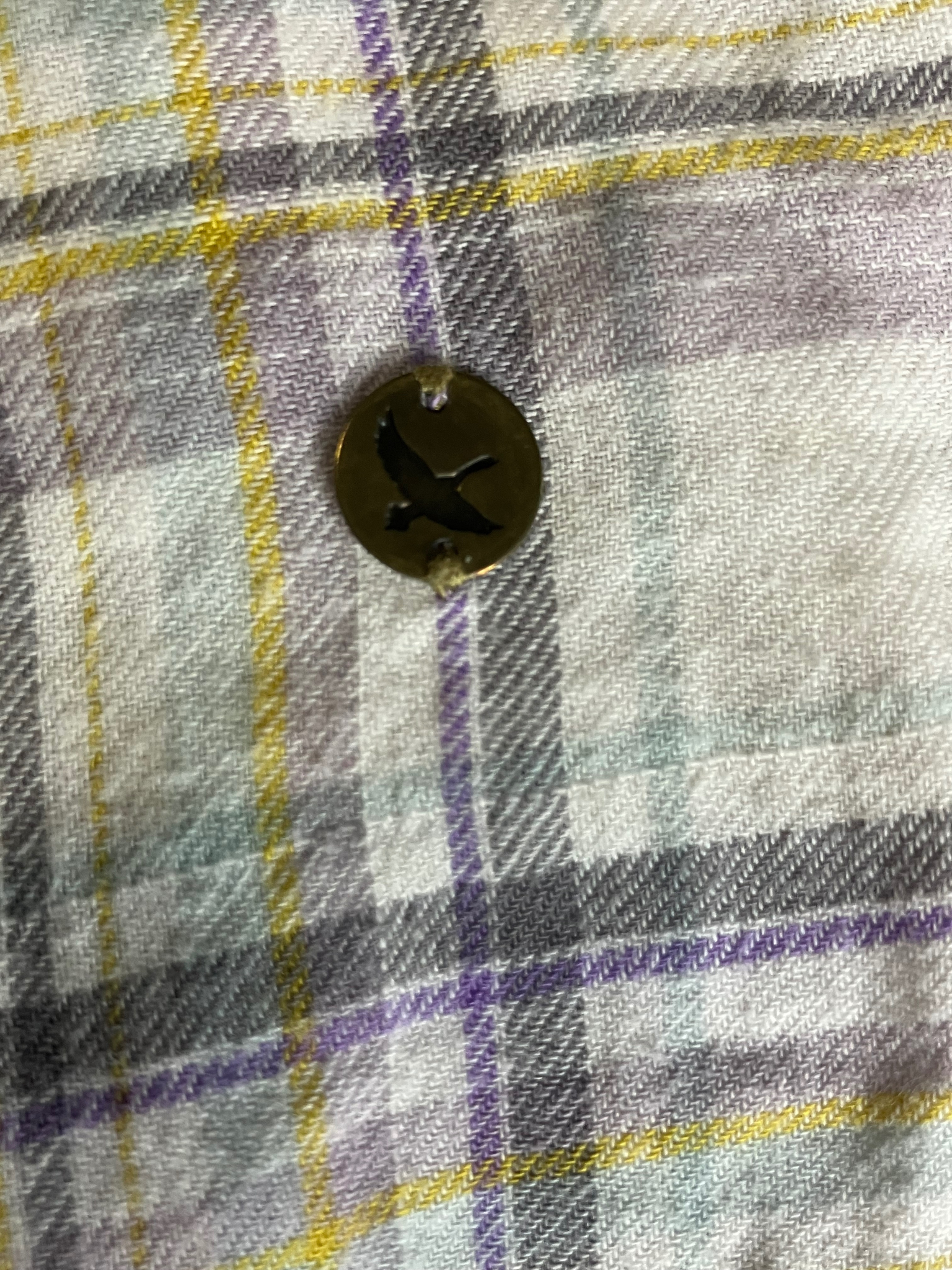 Eddie Bauer Plaid Ruffle Blouse Size L - Green Gray Cotton Roll Tab Sleeves