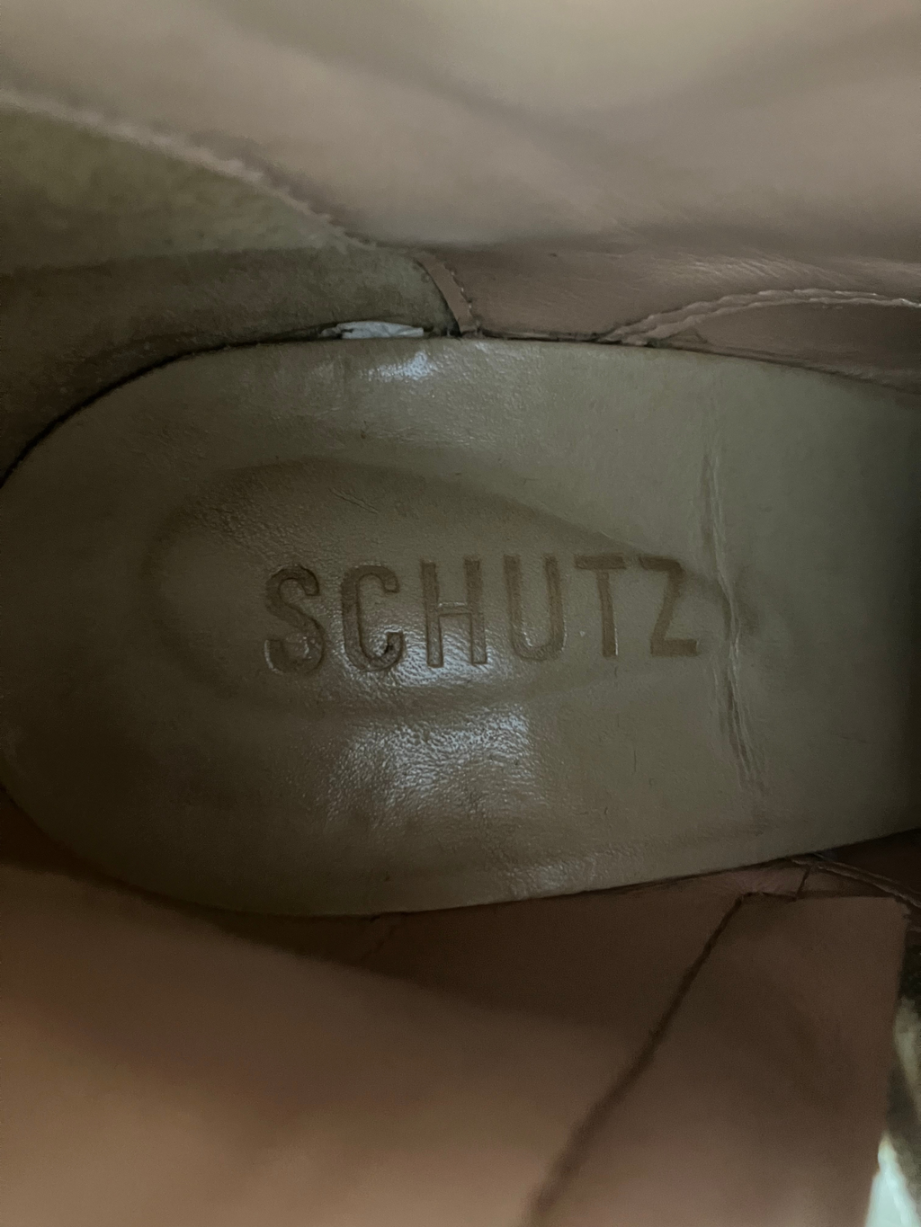Schutz — Combat Boots | Croc-embossed leather, chunky lug sole · Sz 8