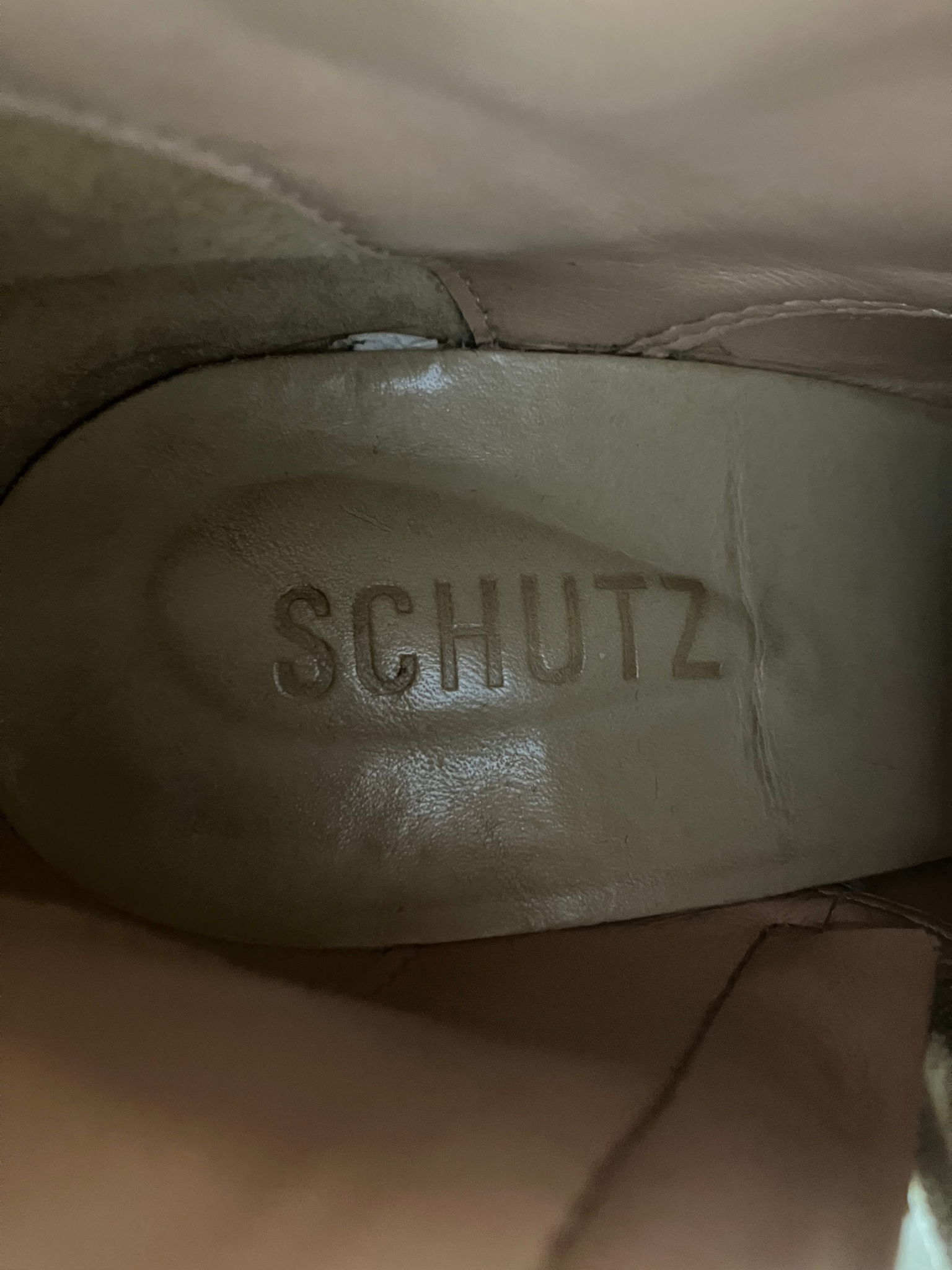 Schutz — Combat Boots | Croc-embossed leather, chunky lug sole · Sz 8