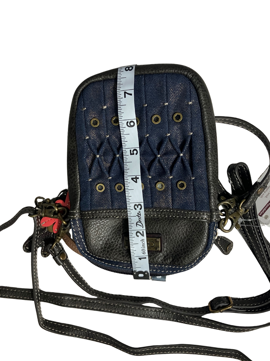 Chala Blue Canvas Convertible Mini Crossbody Bag - Dragonfly Charm