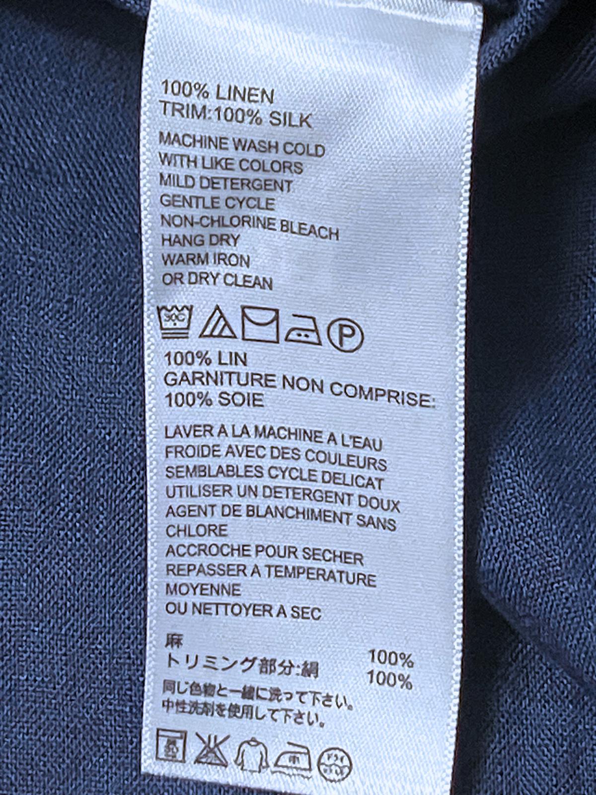 Tommy Bahama — Dress | 100% linen with silk trim, navy split-neck tunic · Sz XL