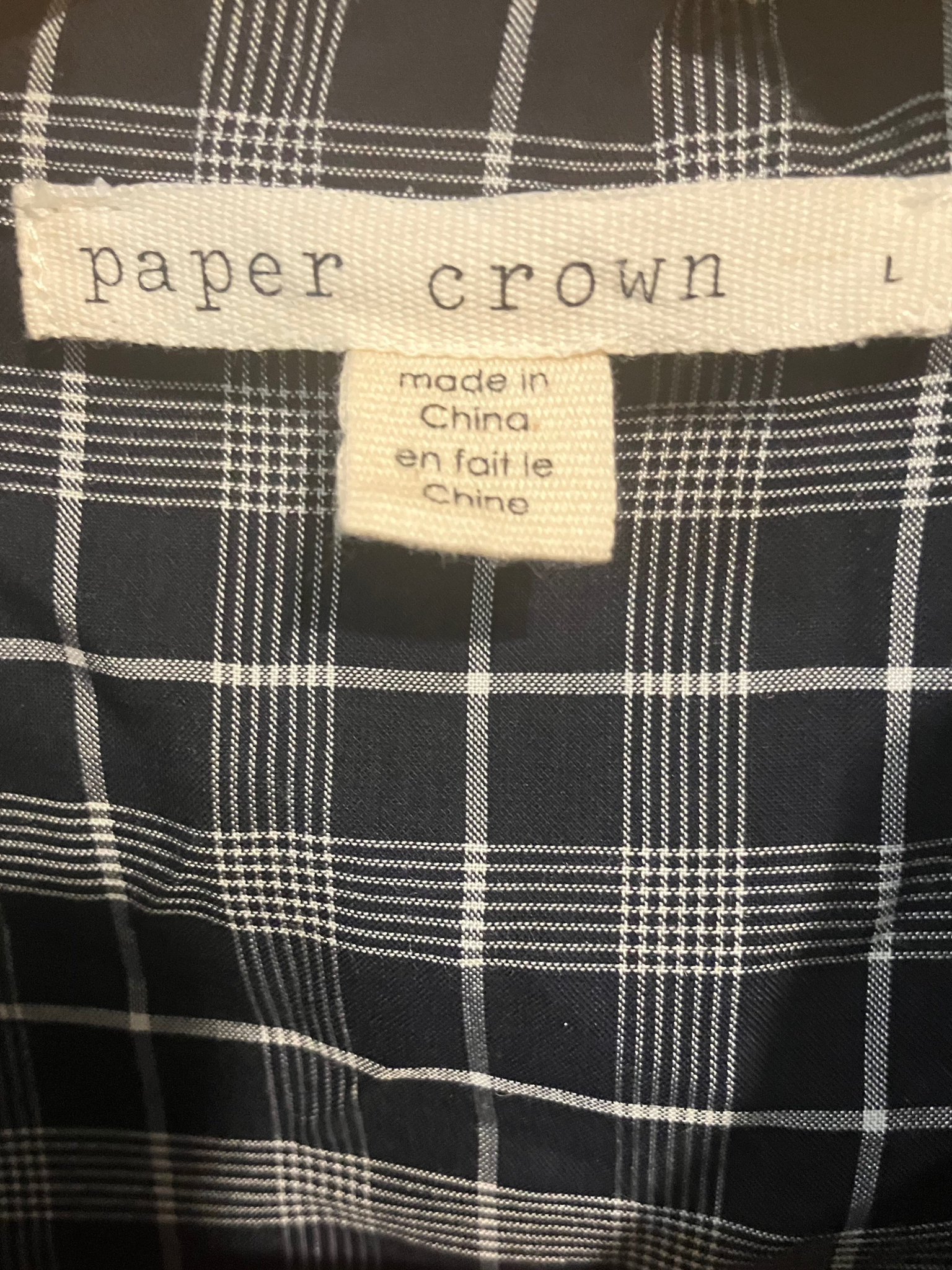 Paper Crown Plaid Button-Up Tie Front Shirt – Size L