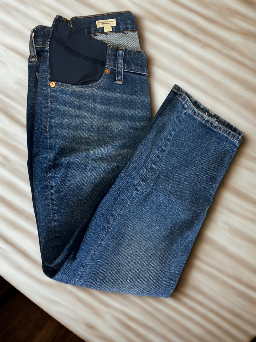Madewell Maternity Classic Straight Jeans Size 27 Side Panel Stretch Denim
