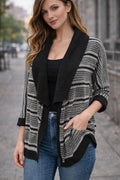 RXB — Cardigan | Black & white stripe, oversized shawl collar · Sz M