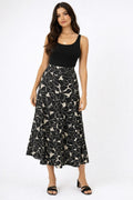 The J. Peterman Company — Skirt | Abstract floral cotton, asymmetric hem · Sz 14