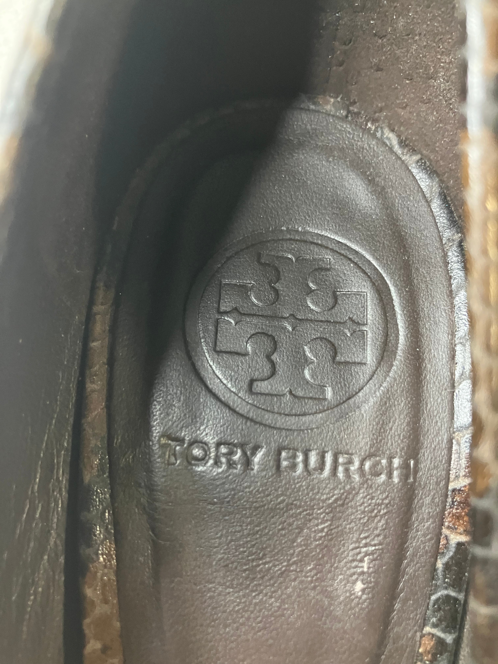 Tory Burch Snake Embossed Leather Platform Heels - Size 10.5M