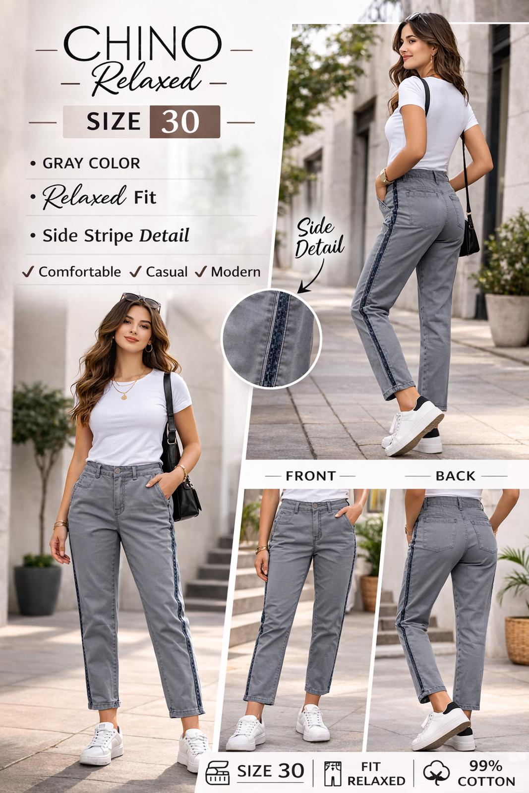 Anthro CHNO Gray Chino Pants Size 30 Relaxed