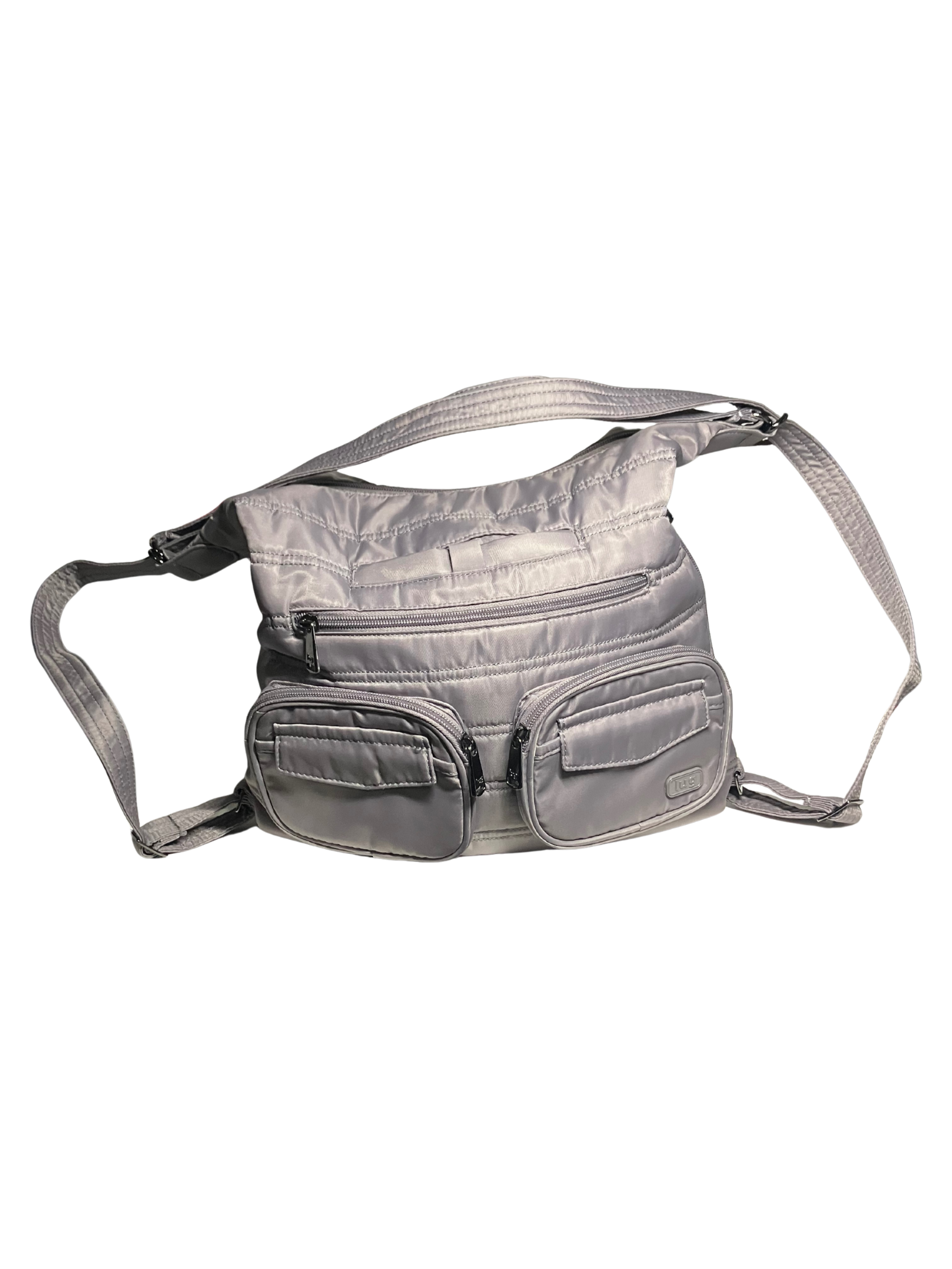 Lug Zipliner Quilted Crossbody Shoulder Bag in Gray – Lightweight Travel Organiz