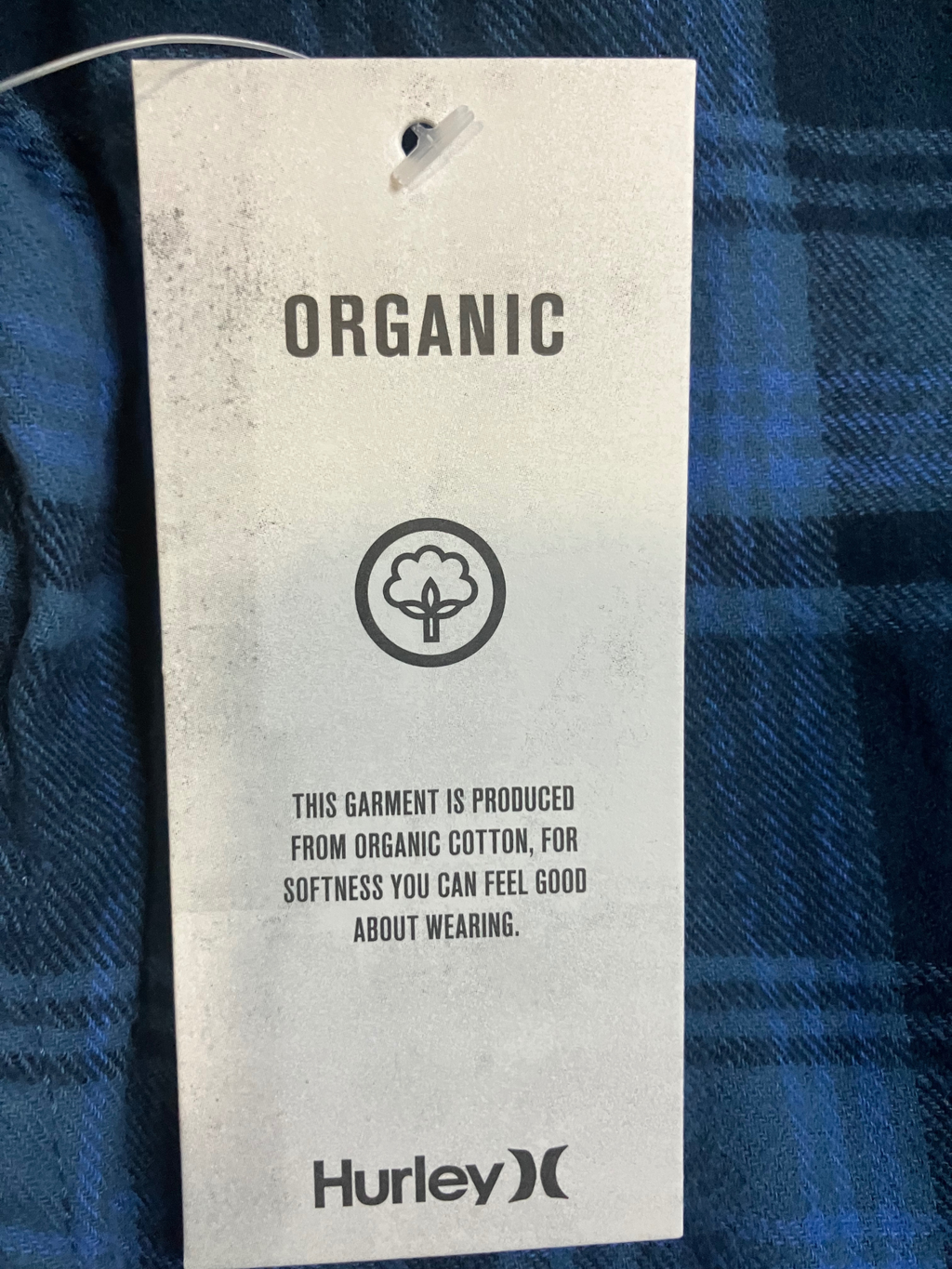 Hurley Men's Organic Cotton Flannel Shirt Blue Plaid Button Up L NWT