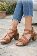 Abeo Biana Brown Leather Heeled Sandals - Size 6 Narrow