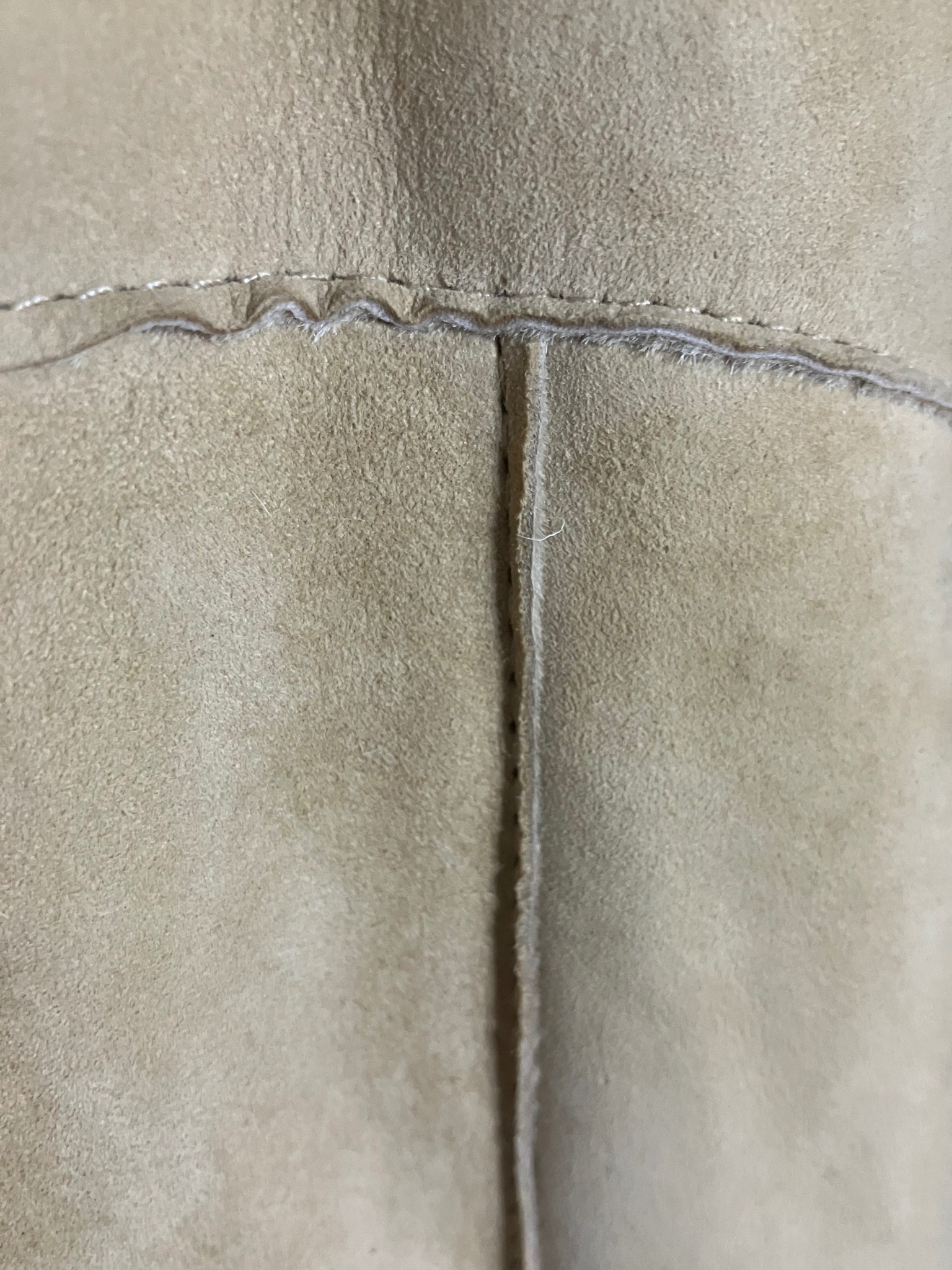 Sundance Suede Shearling Coat Beige Bohemian Button Front Size XL