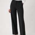 LOFT — Tailored Pants | Deep black wide-leg with cuffed hem · Sz 29