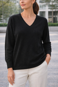 Boden Black V-Neck Cashmere Sweater – 100% Cashmere – Women's