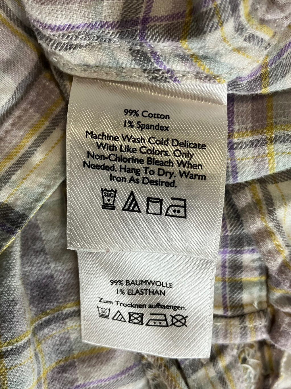 Eddie Bauer Plaid Ruffle Blouse Size L - Green Gray Cotton Roll Tab Sleeves