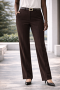Talbots — Wool Trousers | Pintuck straight-leg in dark chocolate · Sz 14L