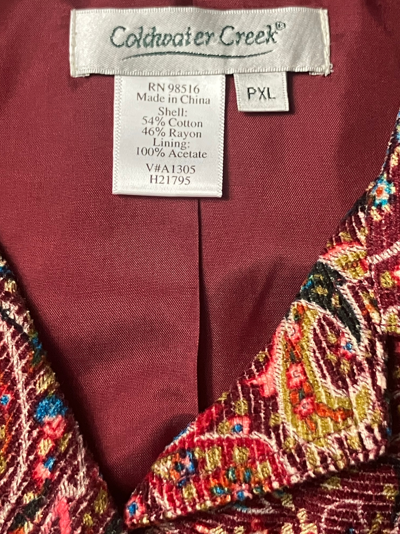 Coldwater Creek — Two-Piece Suit | Tapestry chenille paisley, made in the U.S.A. · Sz XL Petite