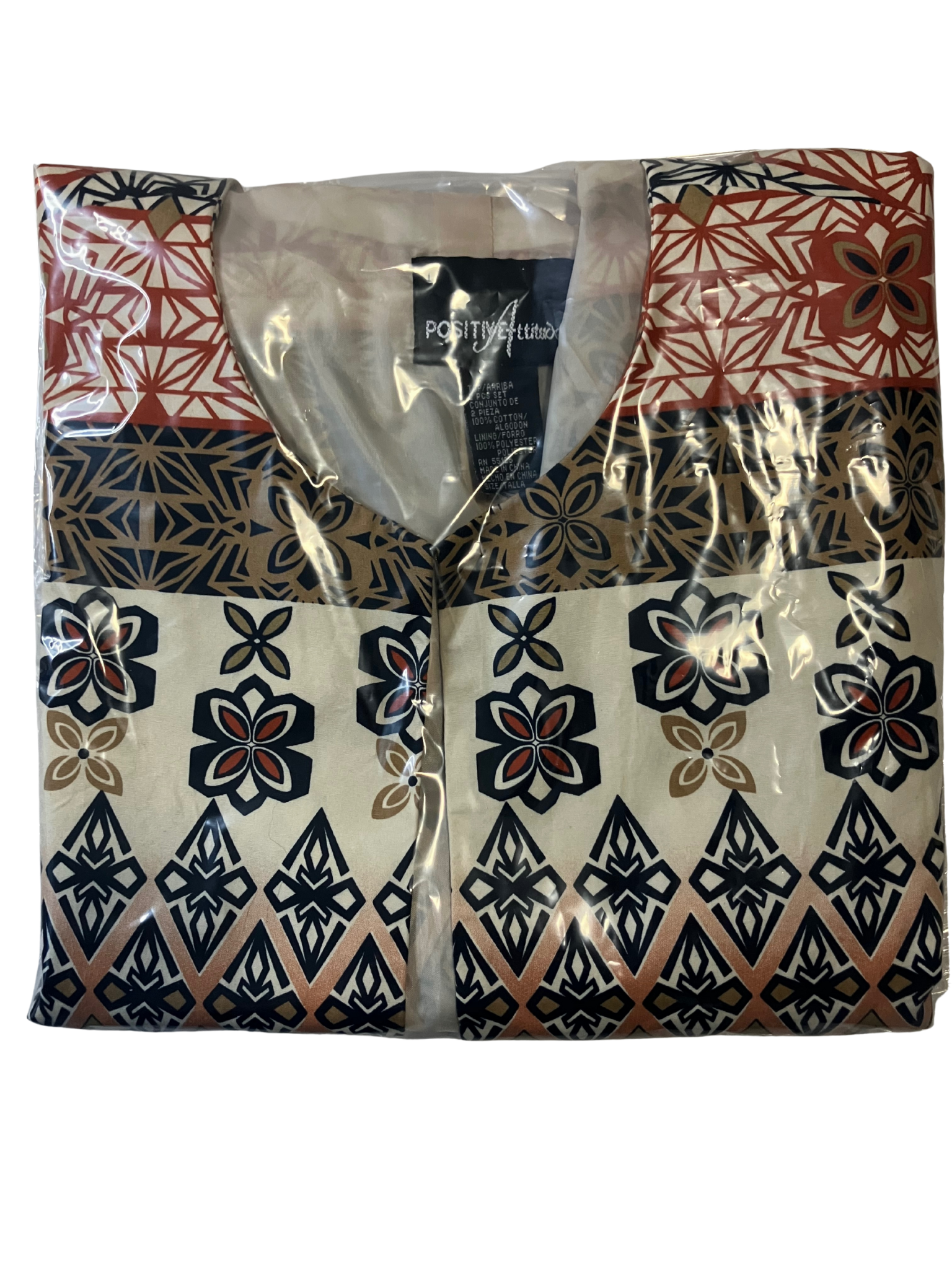 Positive Attitude Geometric Floral Print Jacket Women's L Lightweight Cotton