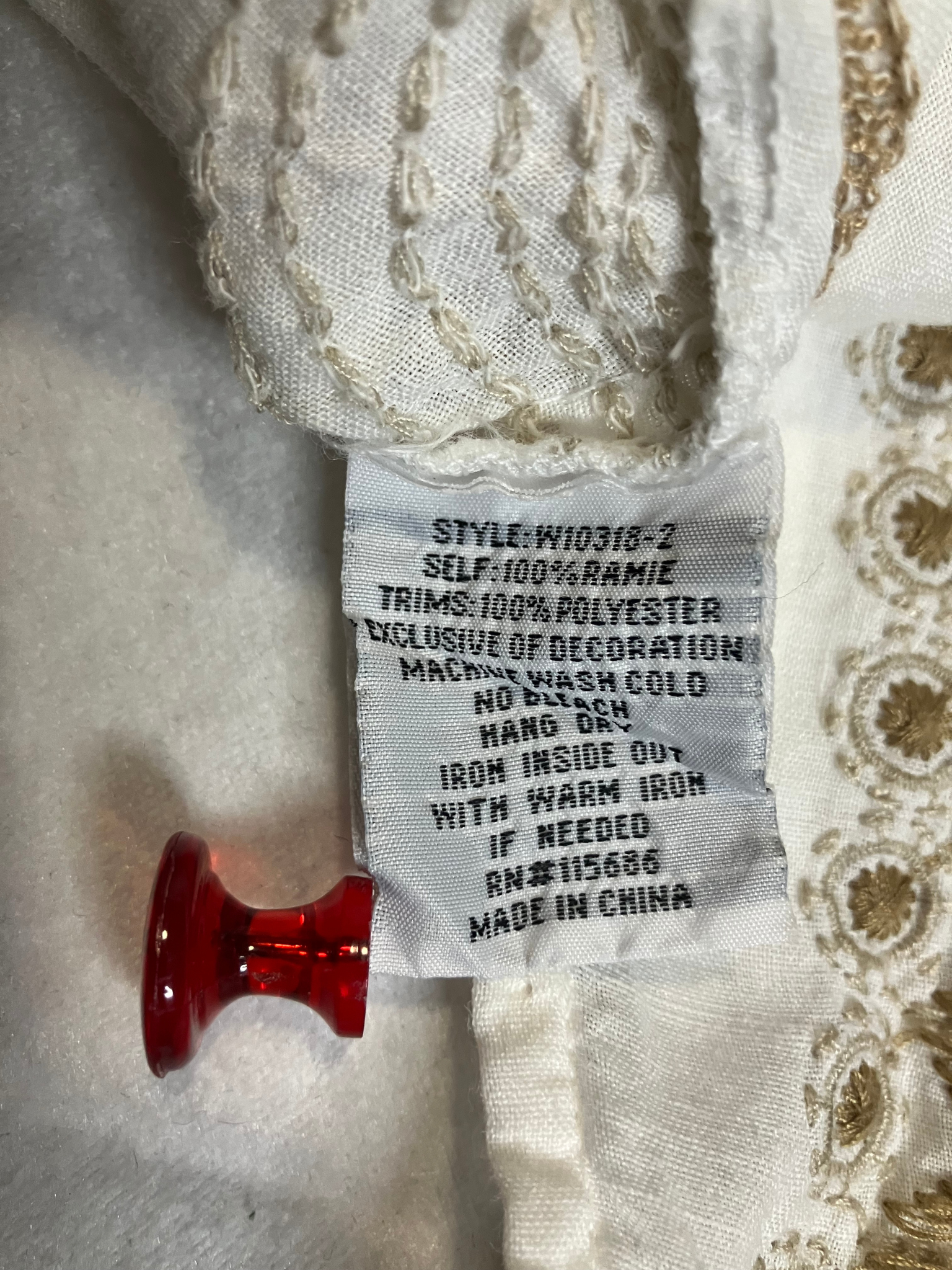 Johnny Was Workshop Embroidered Ramie Tank Top Ivory Gold Boho Size M