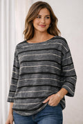 Purejill — Top | Heather stripe, dolman cut · Sz M