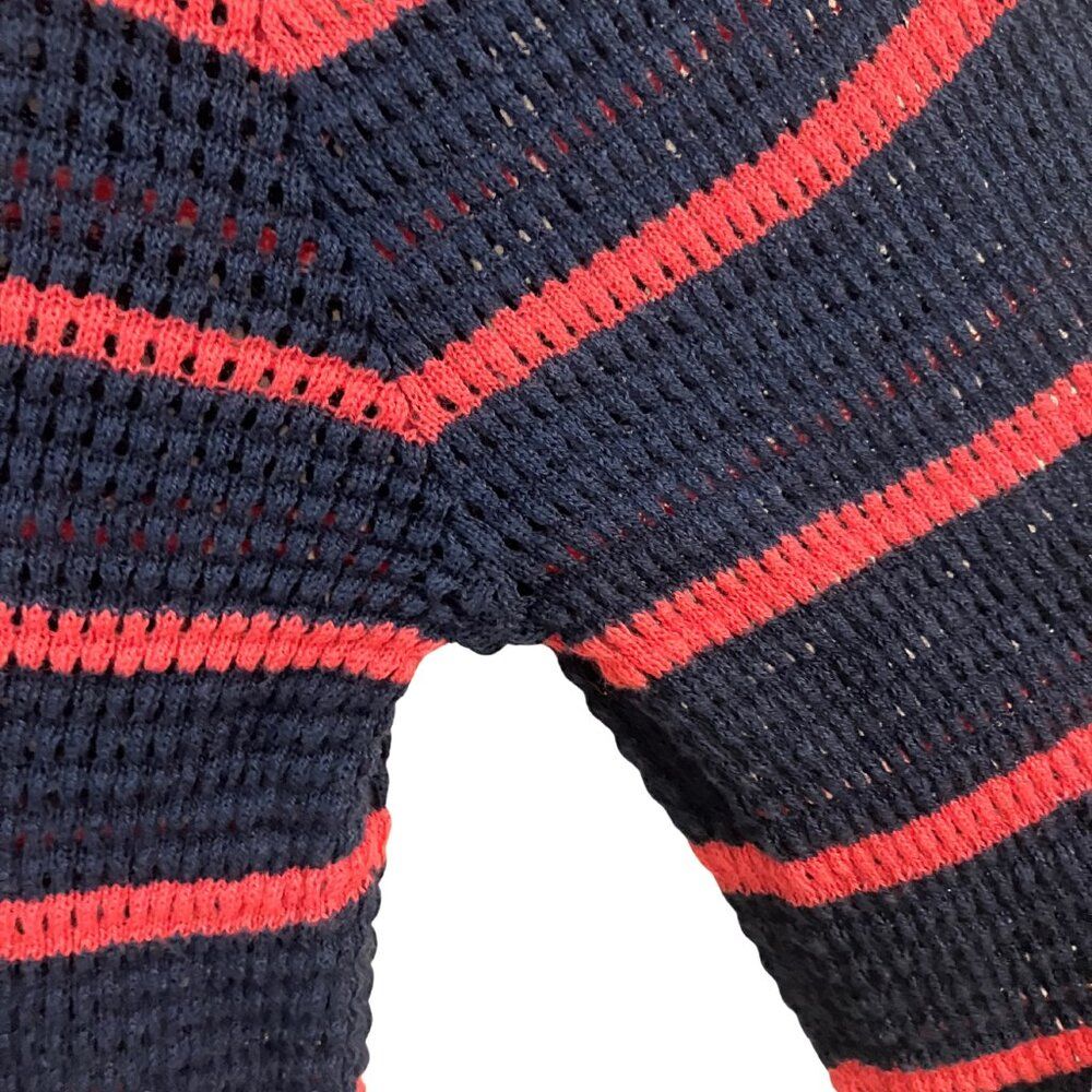 Tommy Bahama Knit Striped Sweater Navy & Coral Pink Women's M